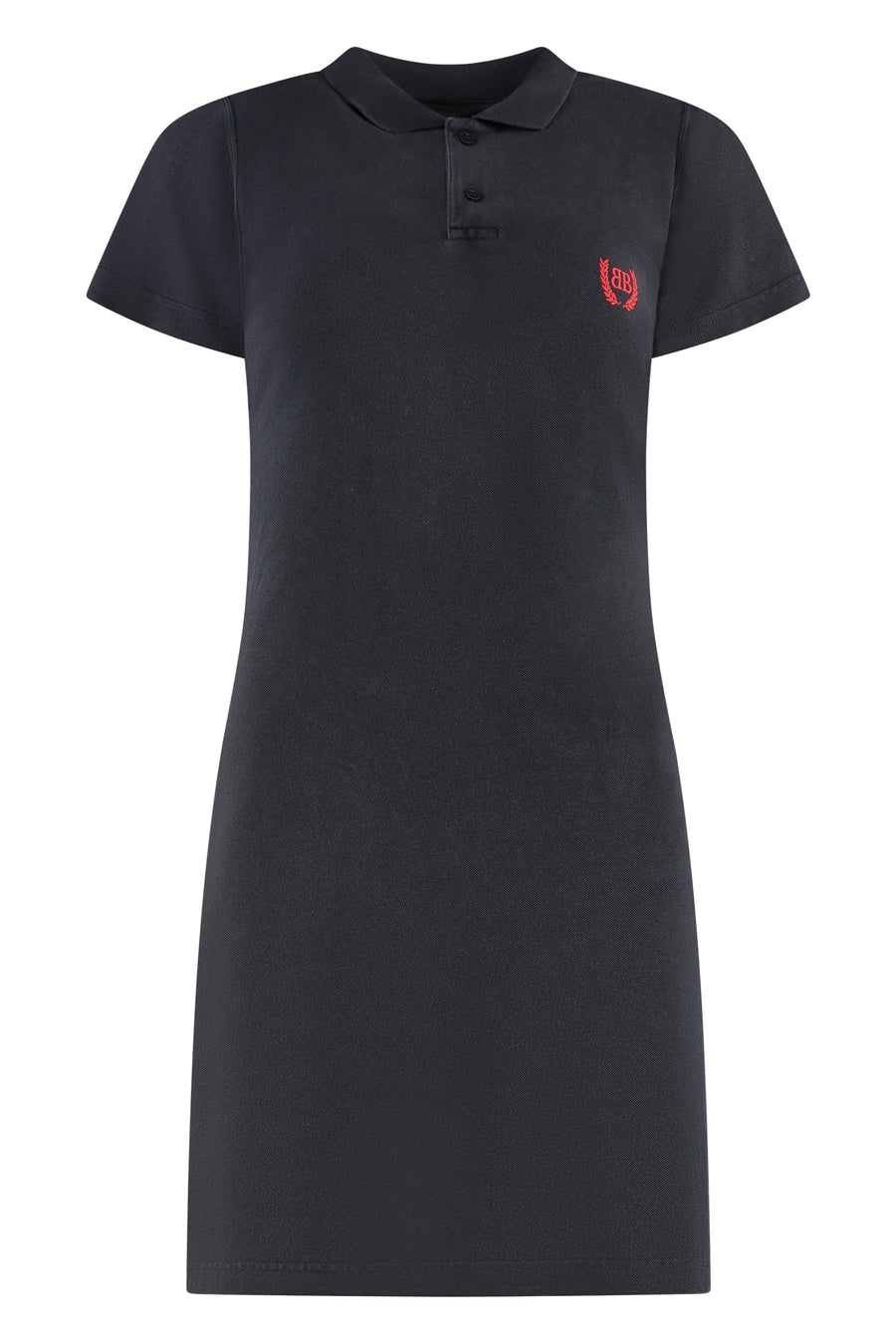 Cotton Pique Polo Dress Black Cotton; Trim: Polyester