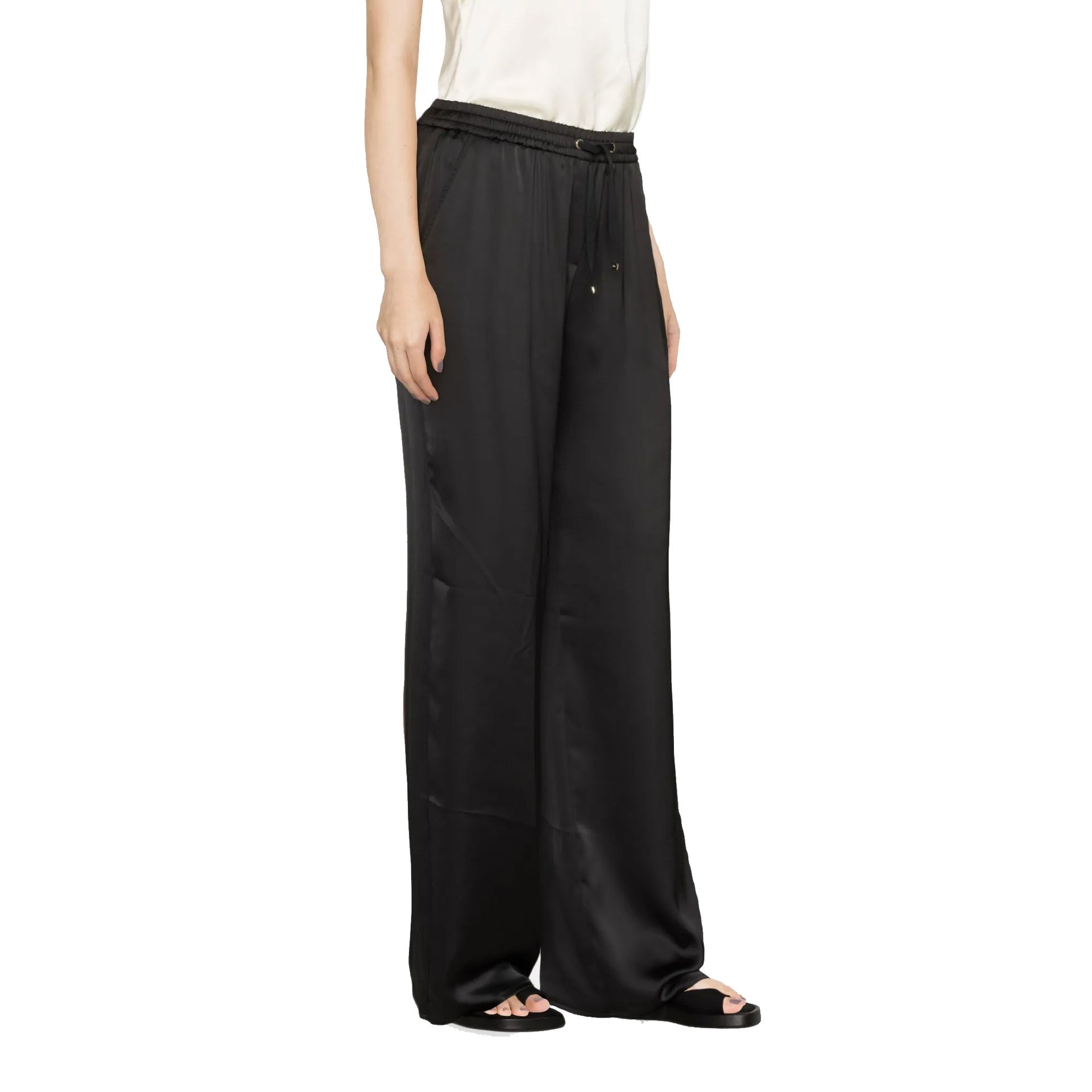 Herno High-Waist Palazzo Pants Black Polyamide