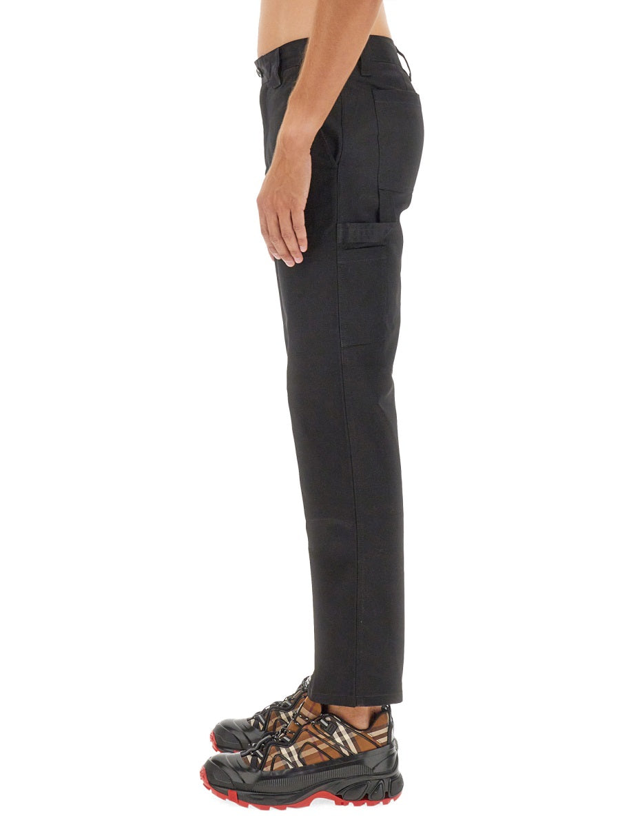 Cargo Pants Black Cotton Trousers