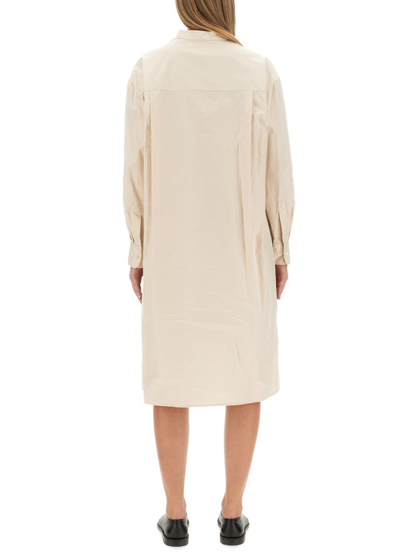Loose Fit Shirt Dress Ivory Cotton