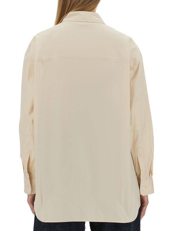 Loose Fit Long Shirt Ivory Cotton