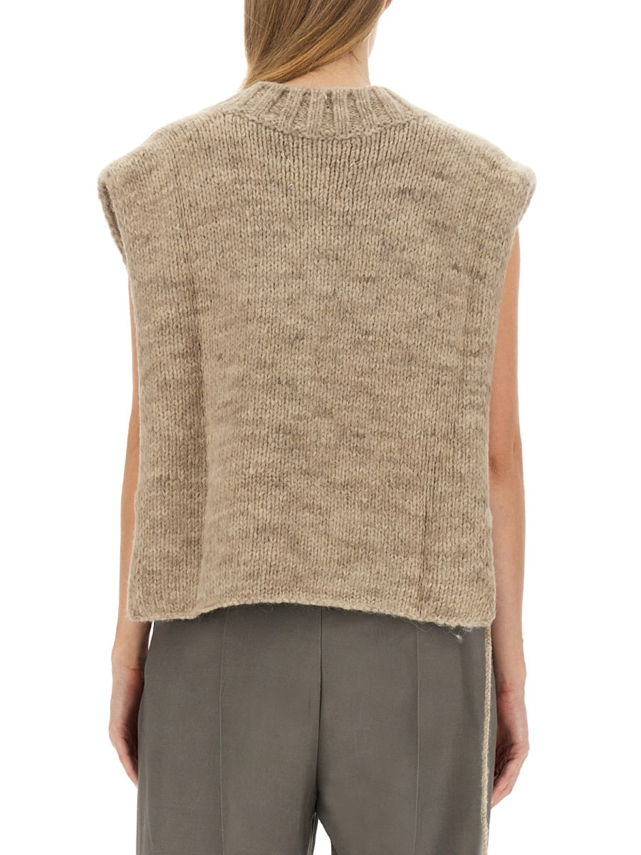 Knitted Vest Beige Alpaca Waistcoats & Gilets