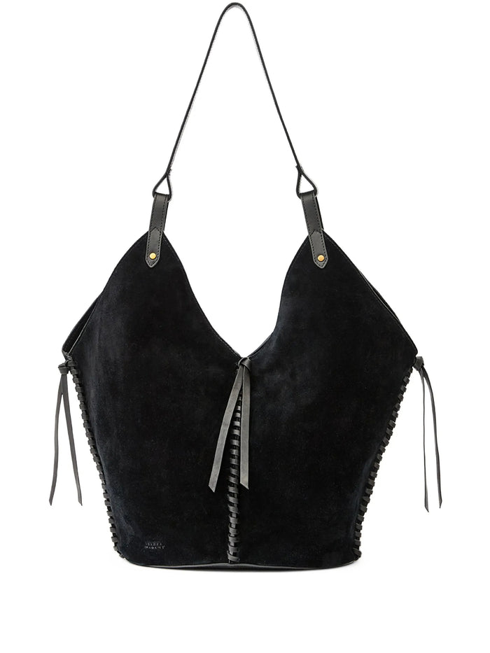 Tampa Shoulder Bag Black Calf Velvet Leather Borsa