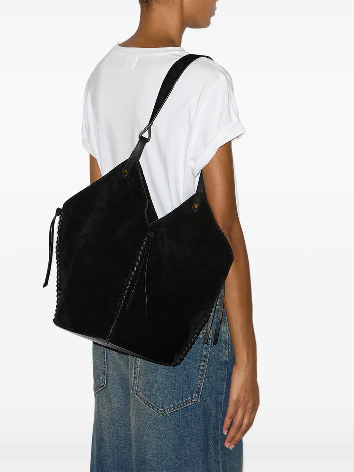 Tampa Shoulder Bag Black Calf Velvet Leather Borsa