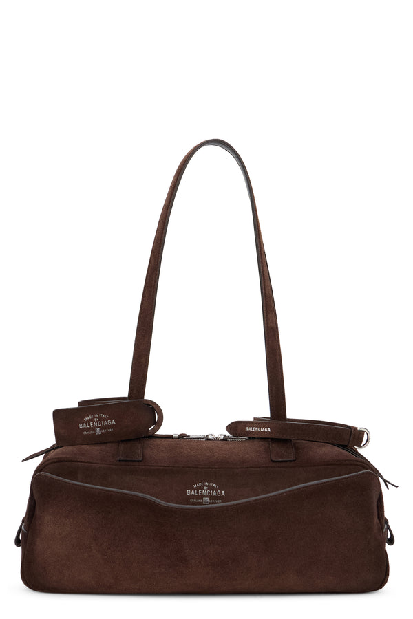 Bowling Bag Carrie Suede Brown Calfskin Handbags