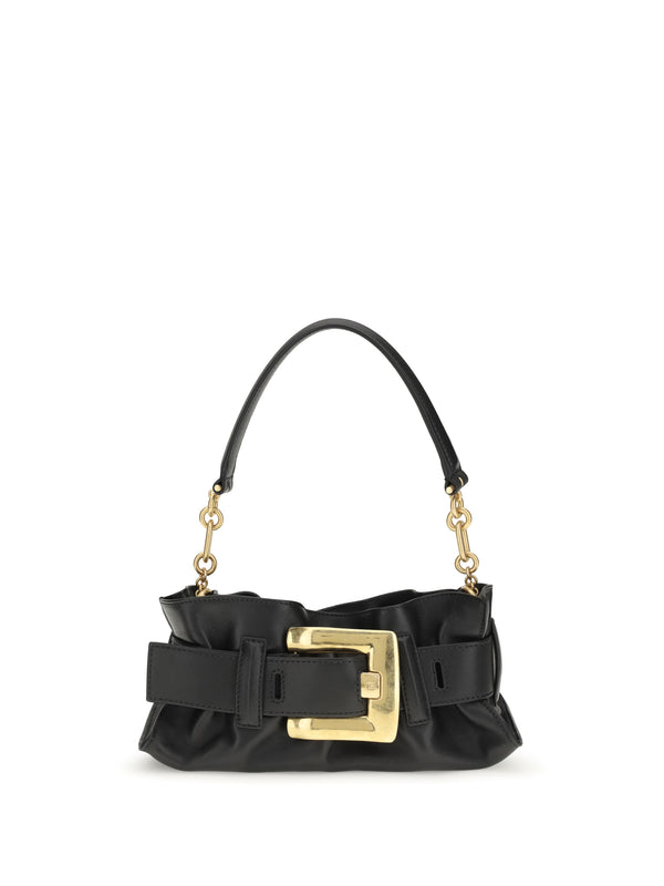 Balmain 100% calf suede shoulder bag in black