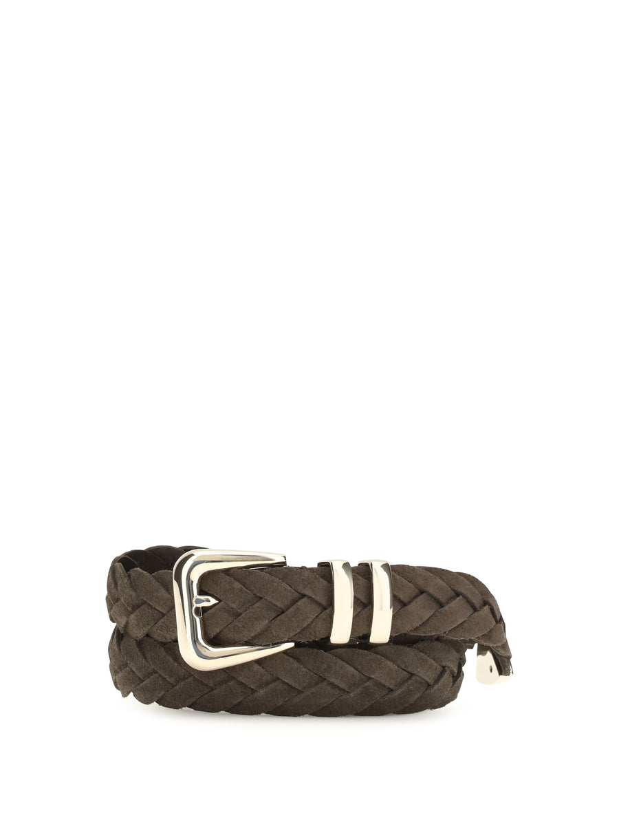 Belt Woven Calf Leather Brown