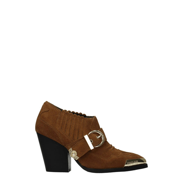 Versace Jeans Suede heel bootie in brown