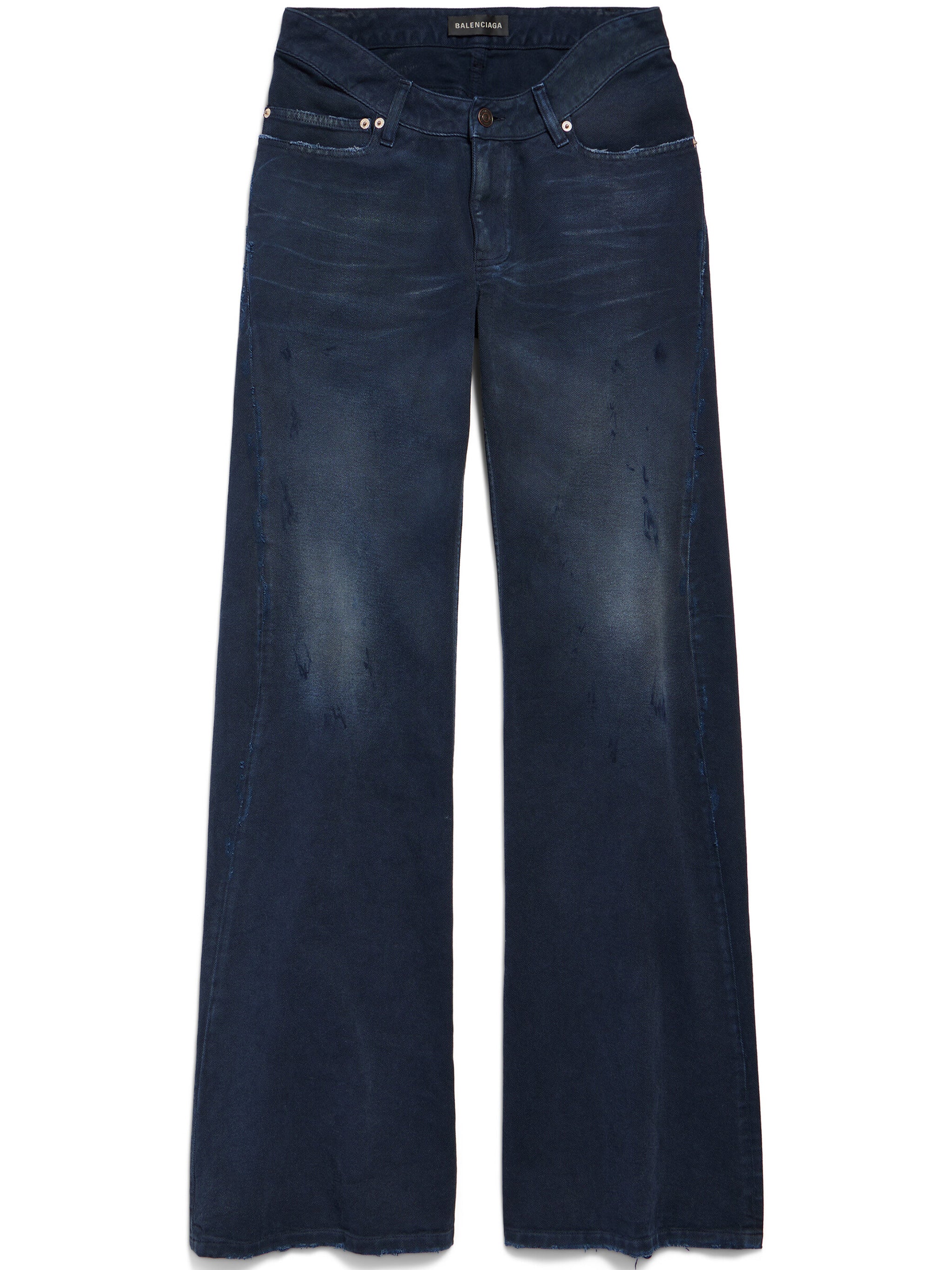 Curved Waist Pants Blue Jean