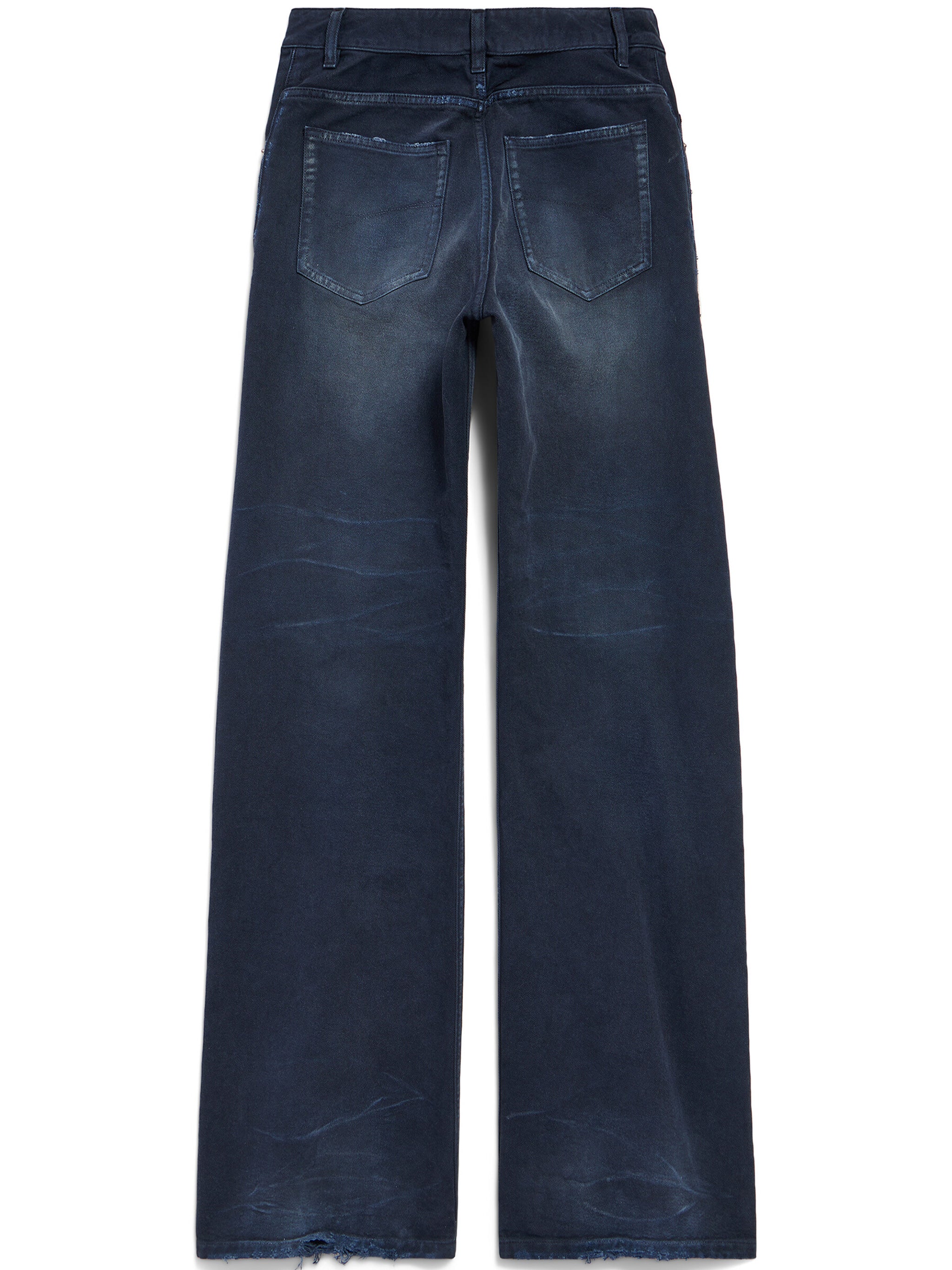 Curved Waist Pants Blue Jean
