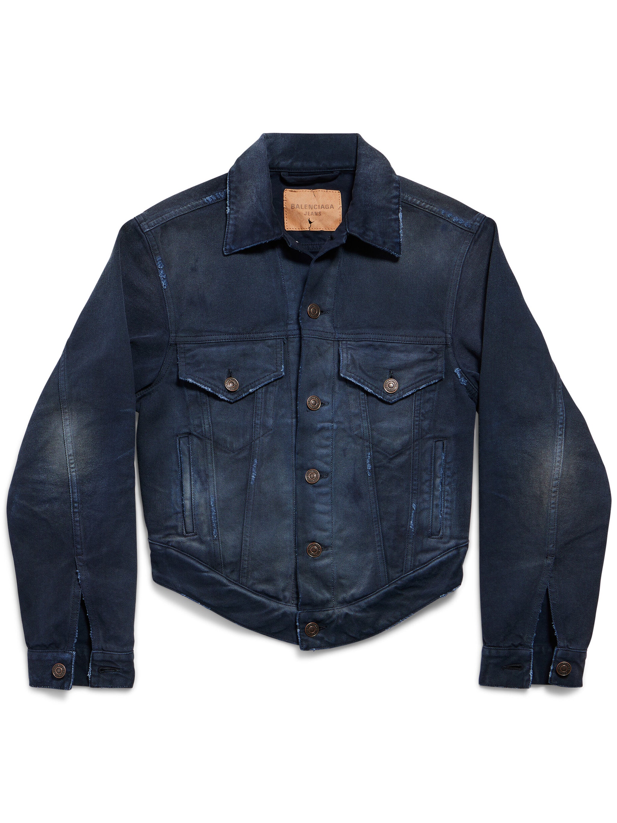 Curved Waistband Jacket Blue Giacca