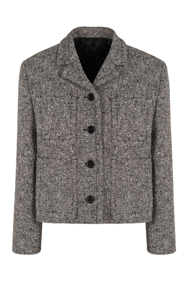 Double Wool And Cotton Mouliné Jacket Grey