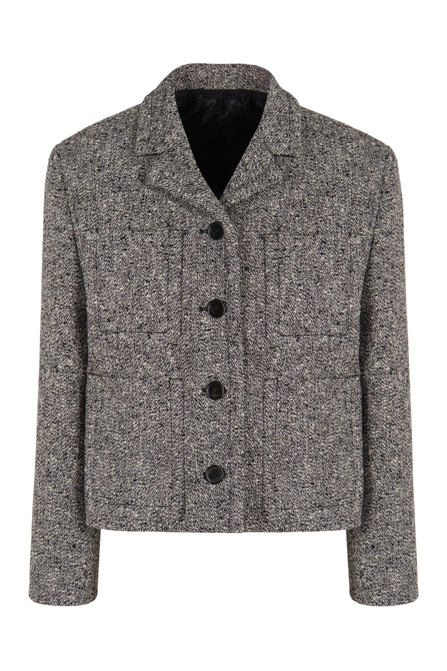 Double Wool And Cotton Mouliné Jacket Grey