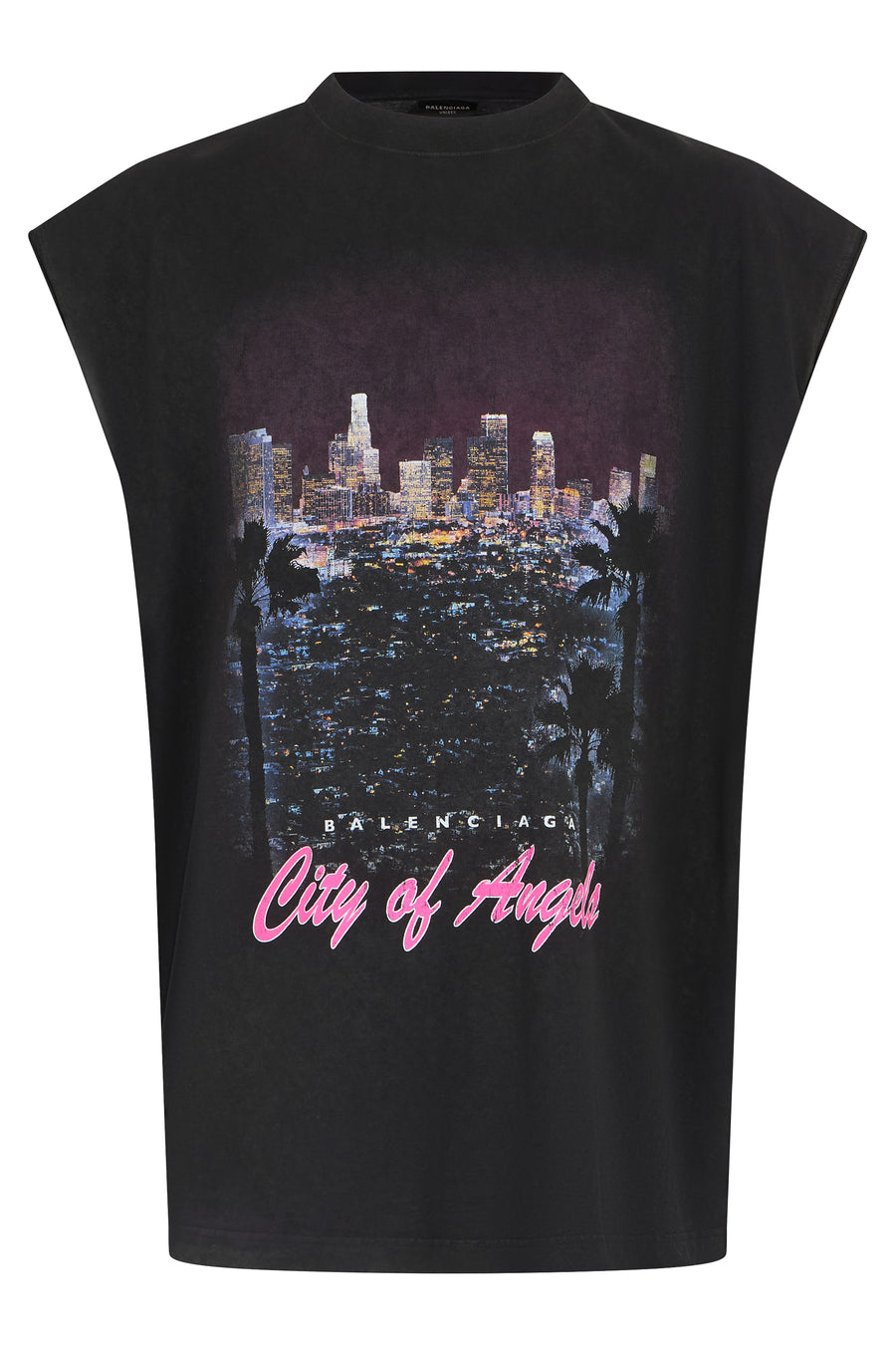 Sleeveless Top Black Wash Cotton T-shirts