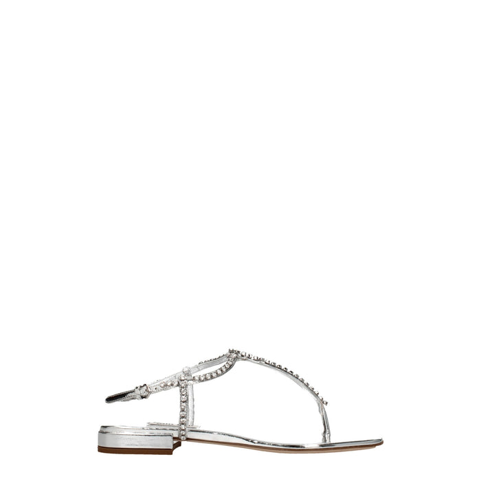 Miu Miu Leather sandals in silver