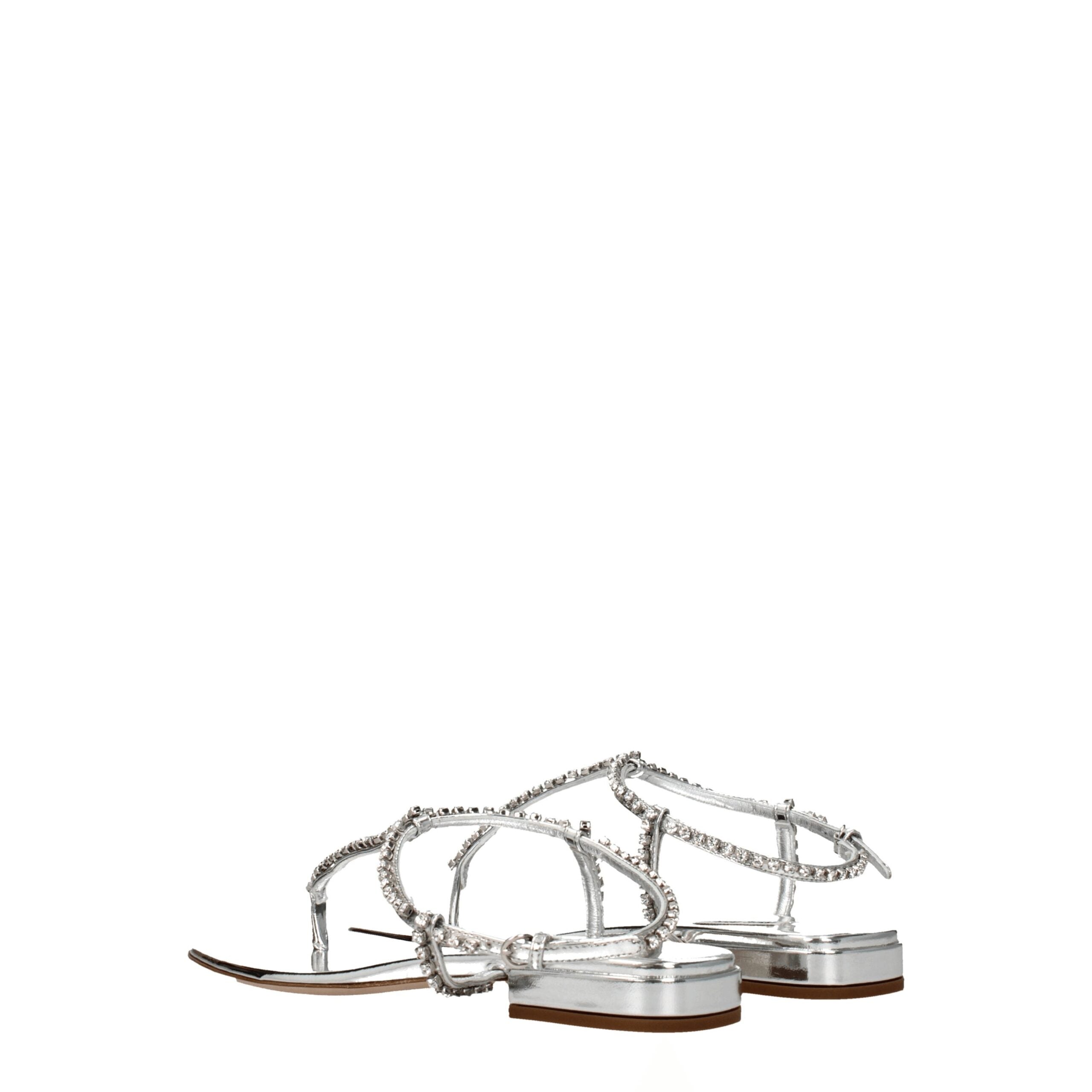 Miu Miu Leather sandals in silver — view 4