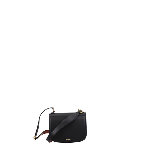 Jil Sander Leather shoulder bag in black