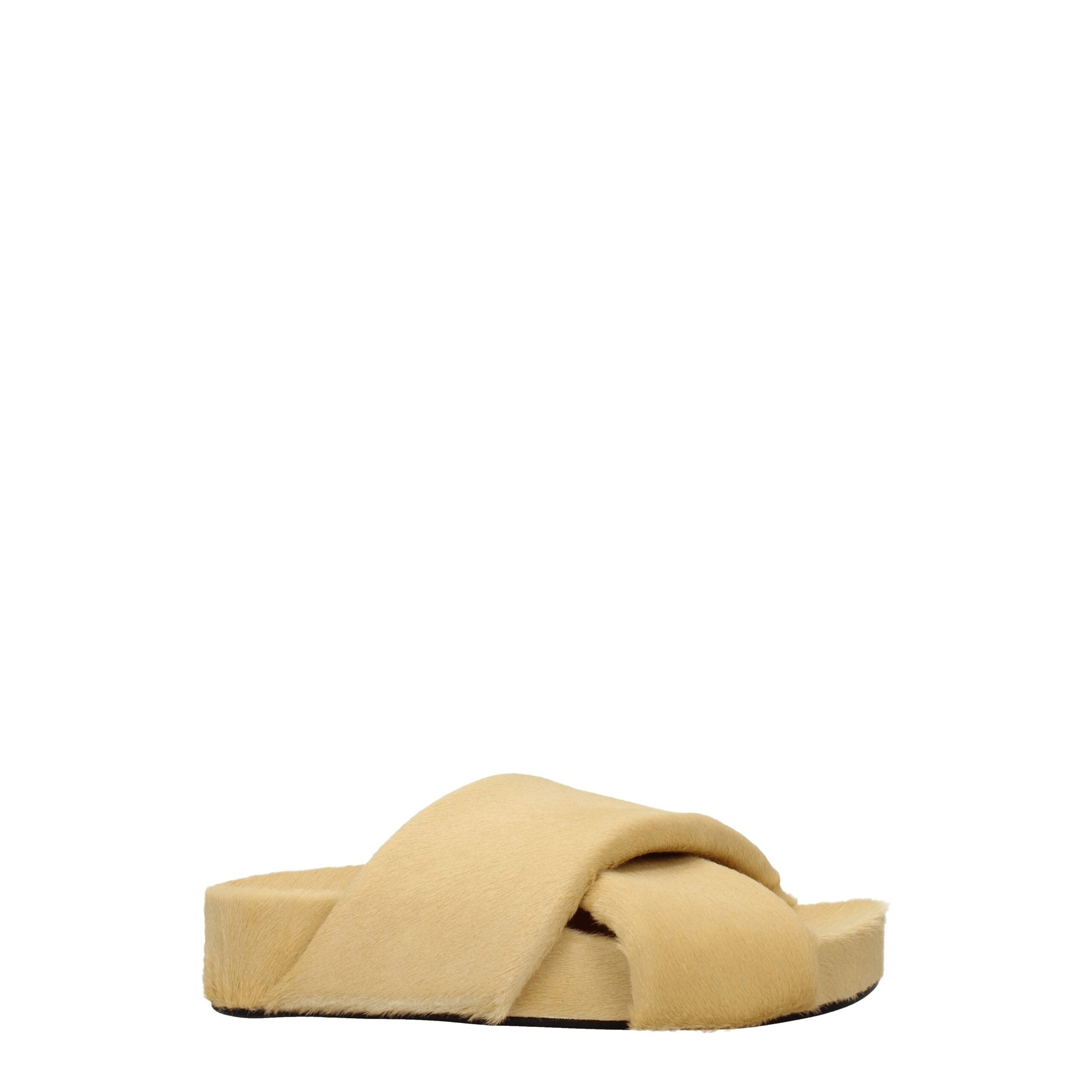 Jil Sander Pony Skin slippers in beige