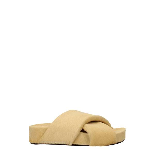 Jil Sander Pony Skin slippers in beige