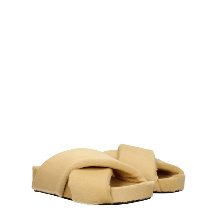 Jil Sander Pony Skin slippers in beige — view 2
