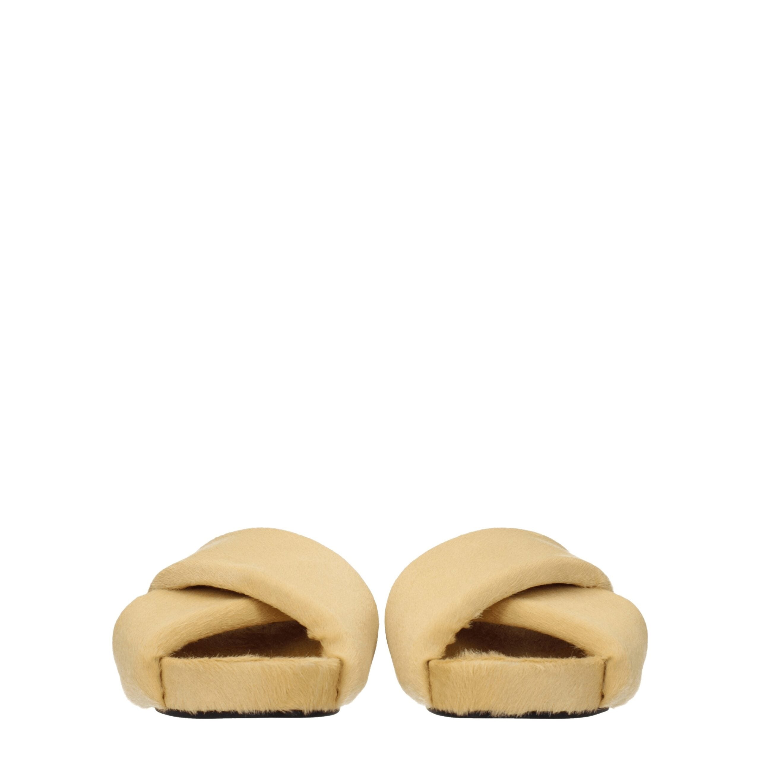 Jil Sander Pony Skin slippers in beige — view 3
