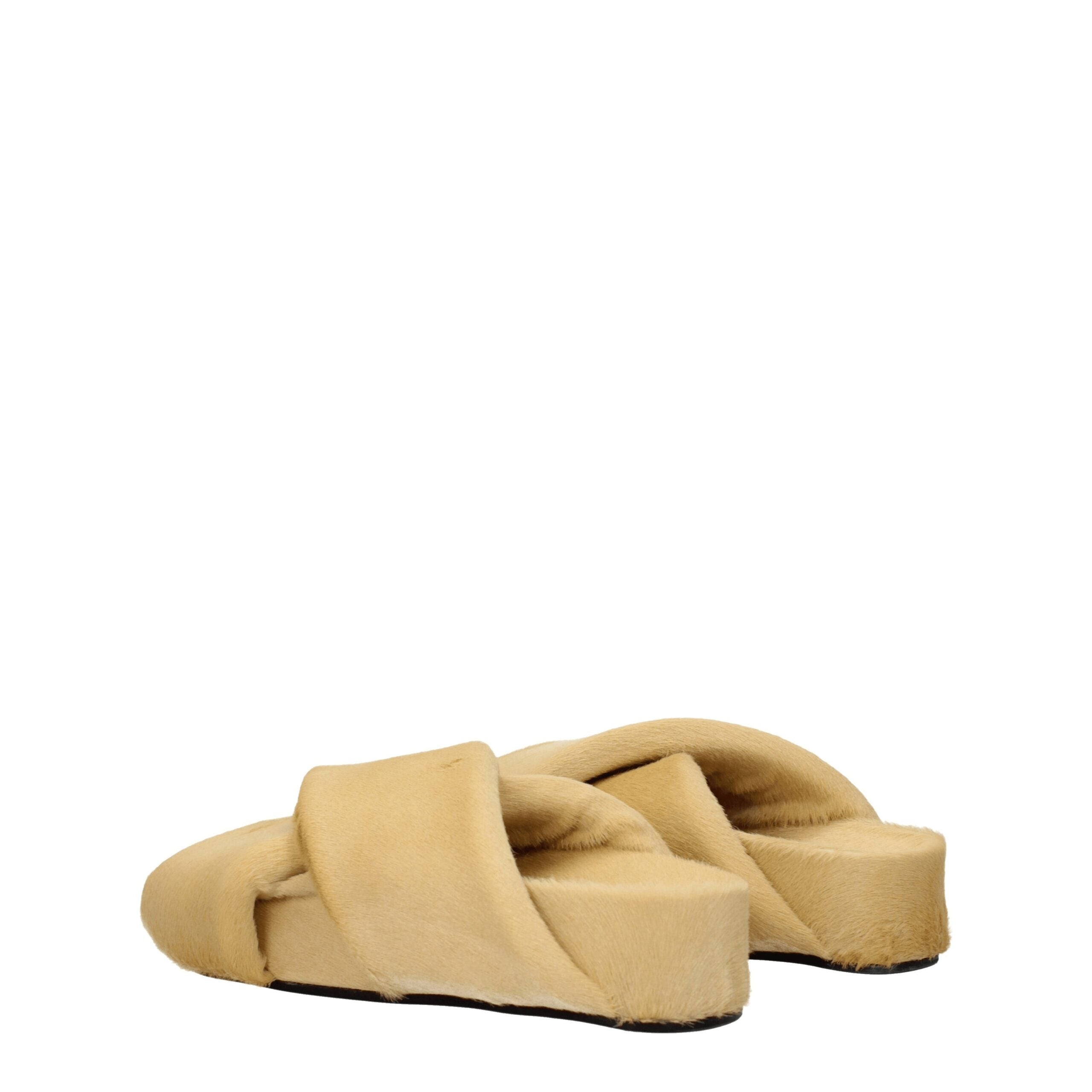 Jil Sander Pony Skin slippers in beige — view 4