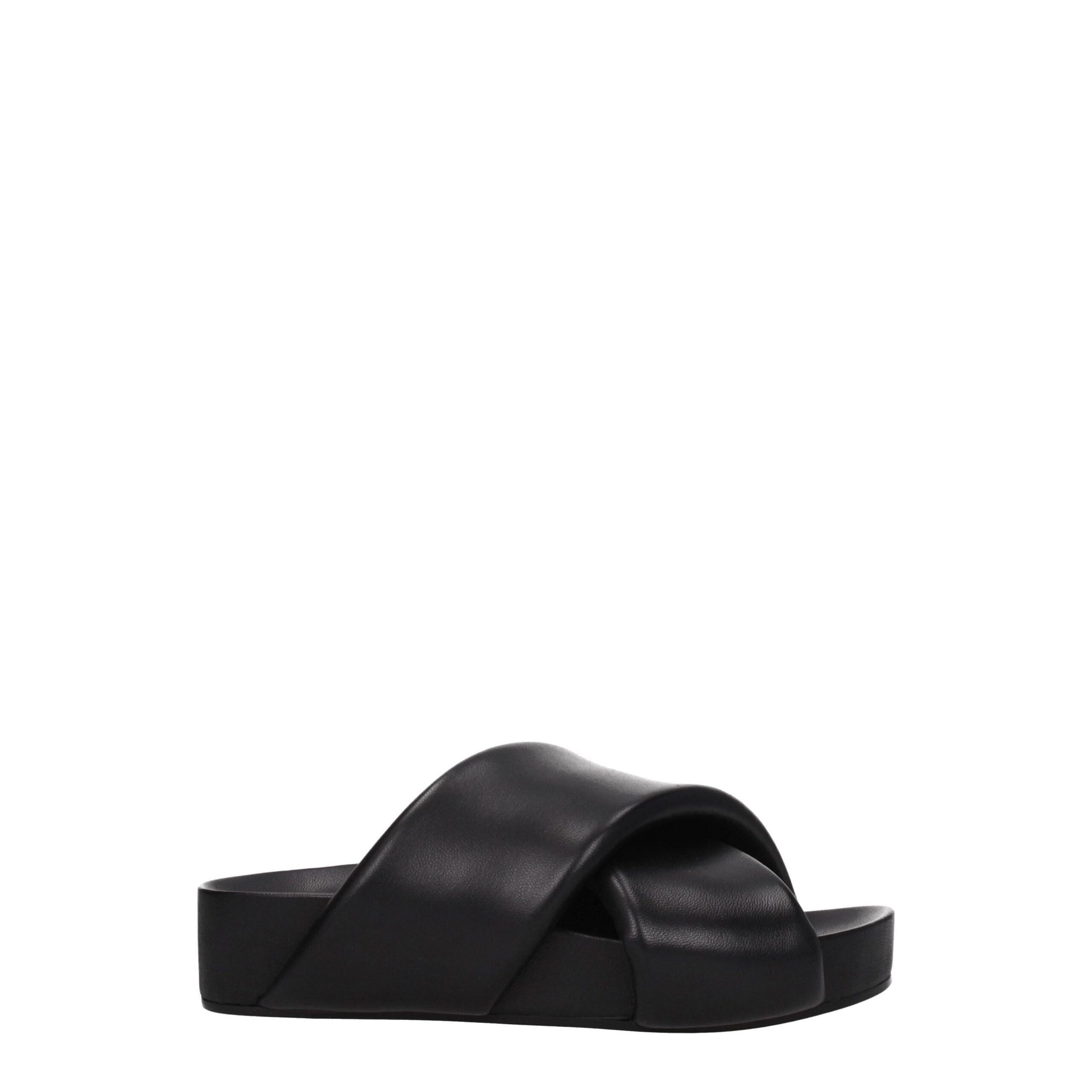 Jil Sander Leather slippers in black