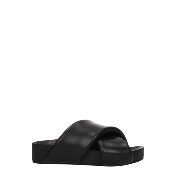 Jil Sander Leather slippers in black