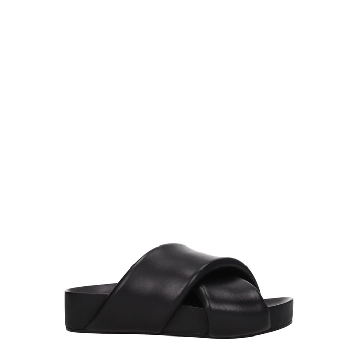 Jil Sander Leather slippers in black