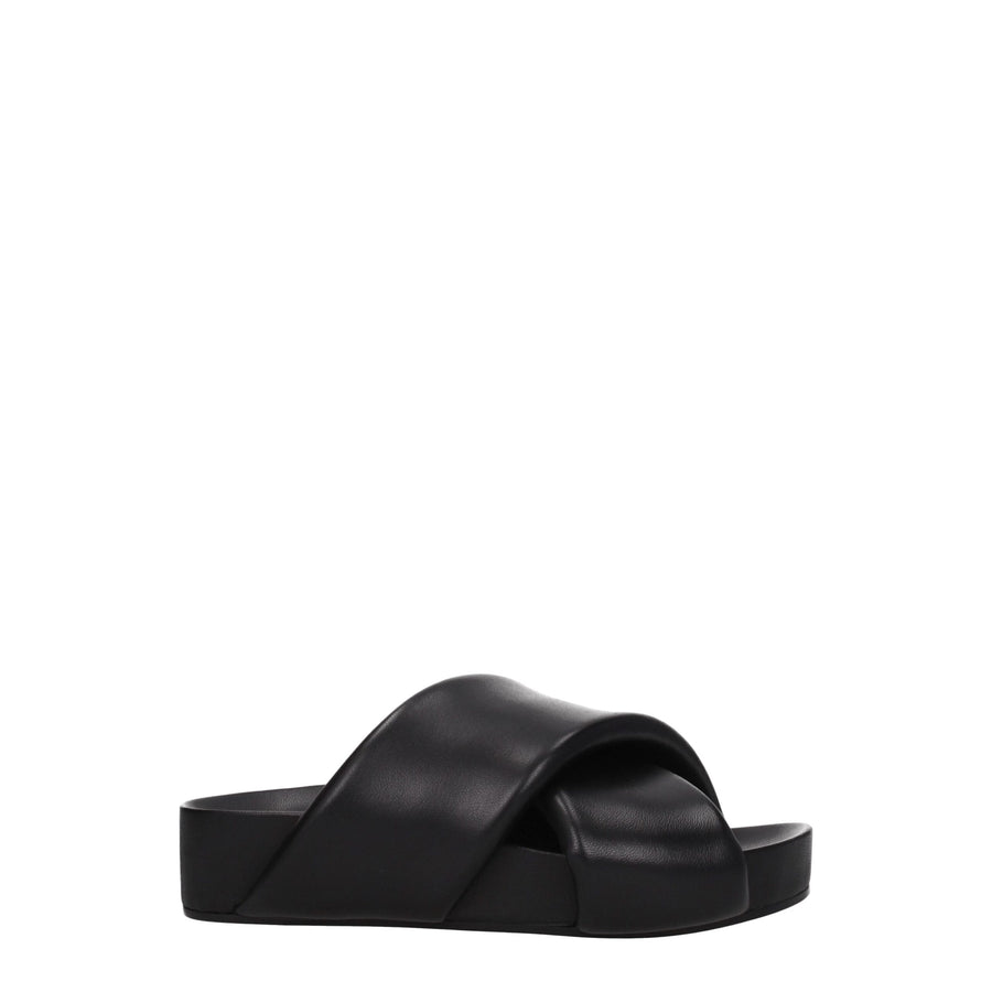 Jil Sander Leather slippers in black