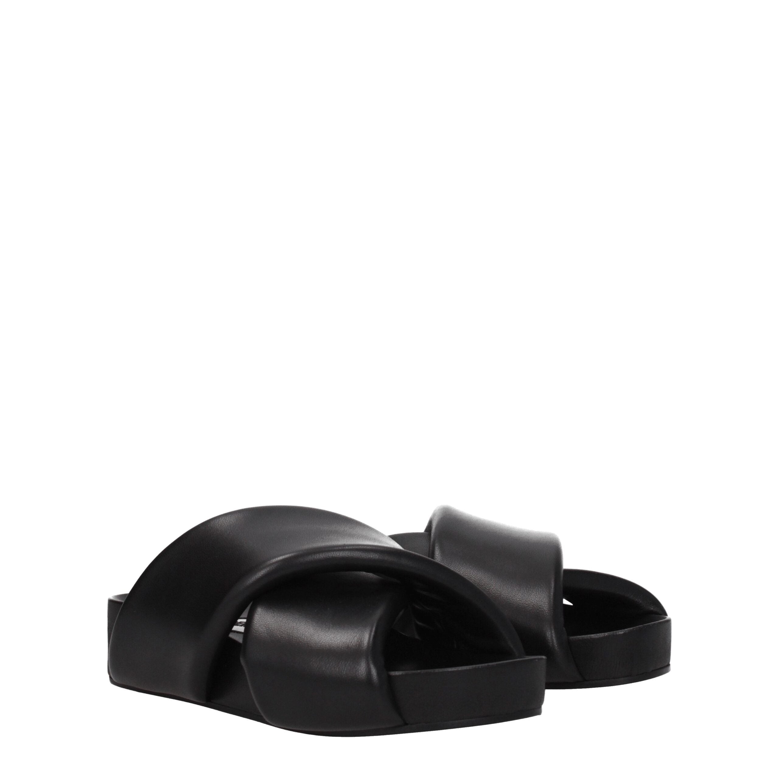 Jil Sander Leather slippers in black — view 2
