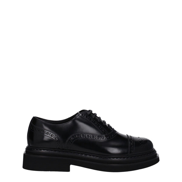 Dolce & Gabbana Leather upper; rubber sole oxford in black
