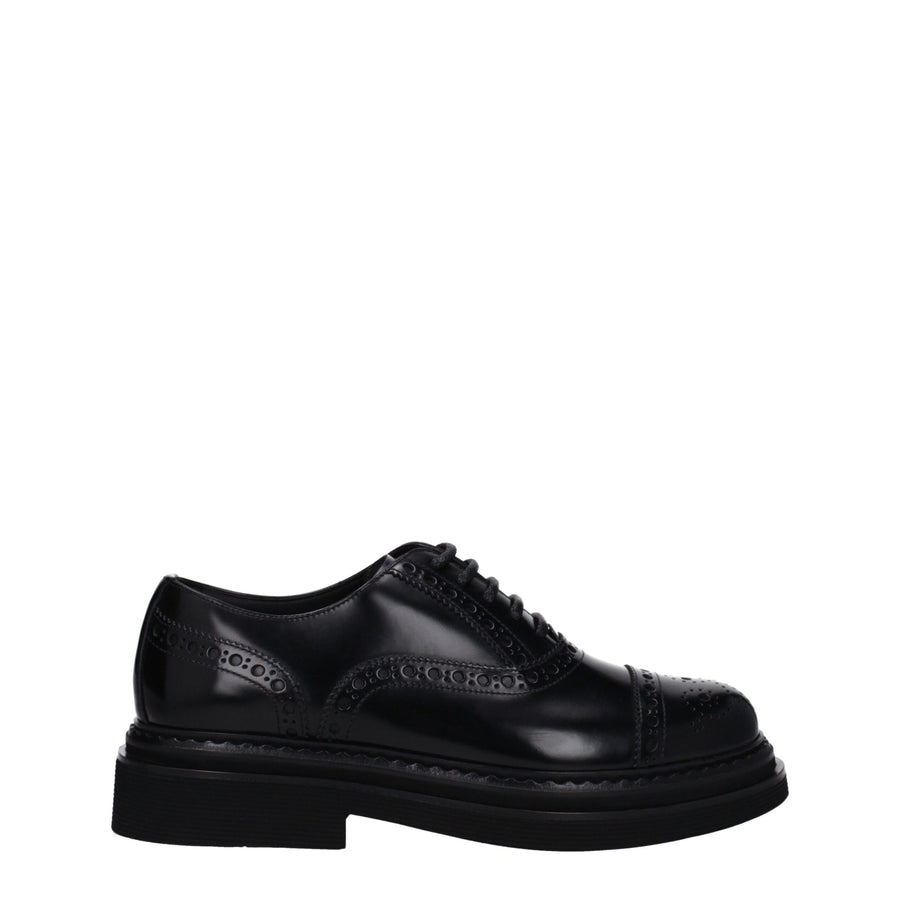 Dolce & Gabbana Leather upper; rubber sole oxford in black