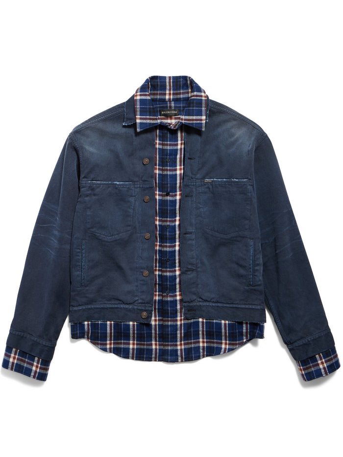 Patched Shirt Jacket Blue Giacca