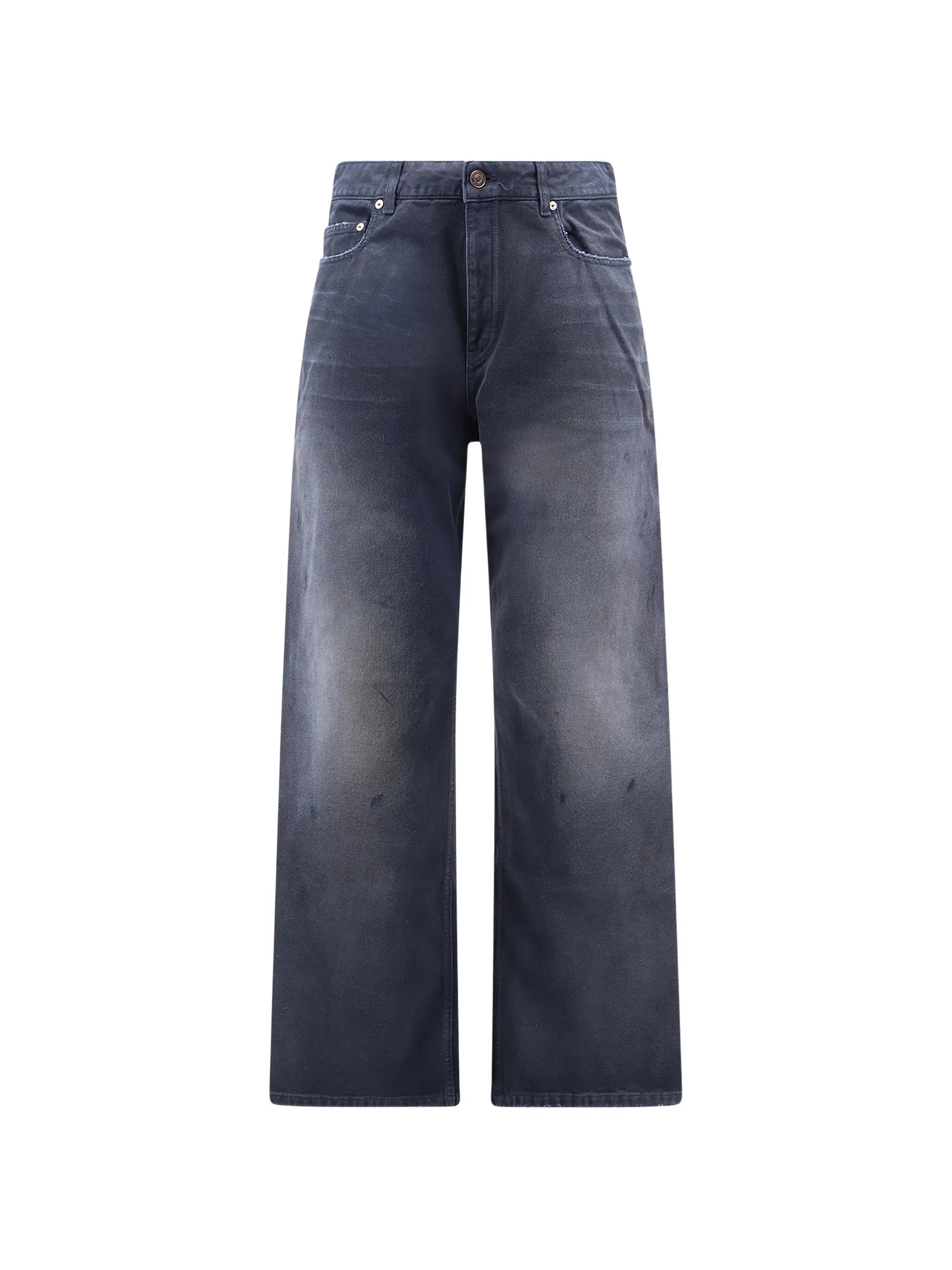 Curved Knee Pants Blue Pantaloni