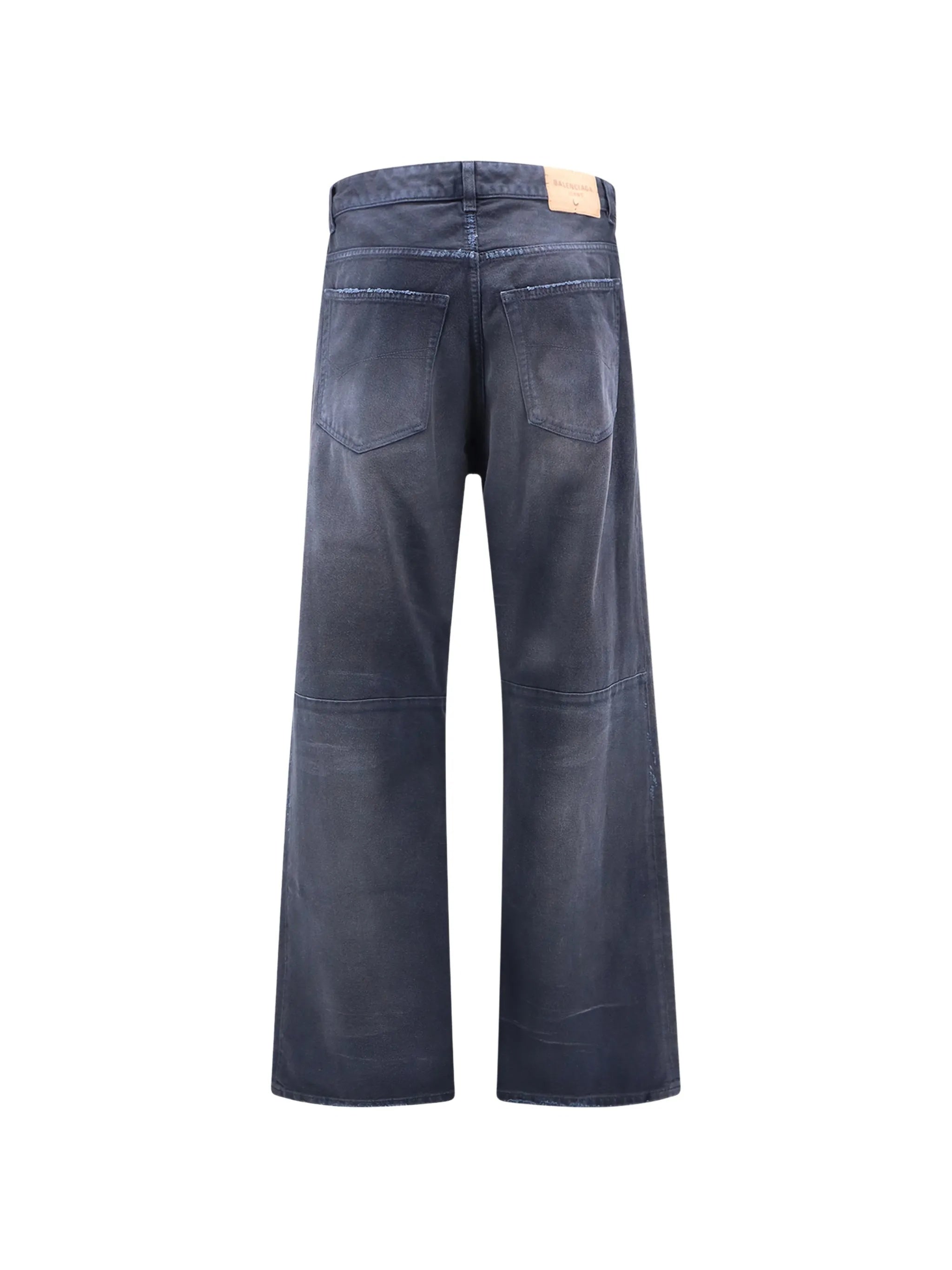 Curved Knee Pants Blue Pantaloni