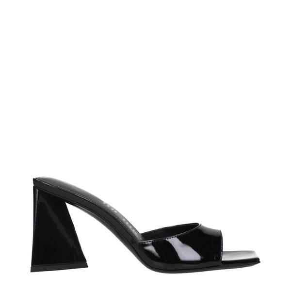 The Attico Patent leather; leather sole heel sandal in black