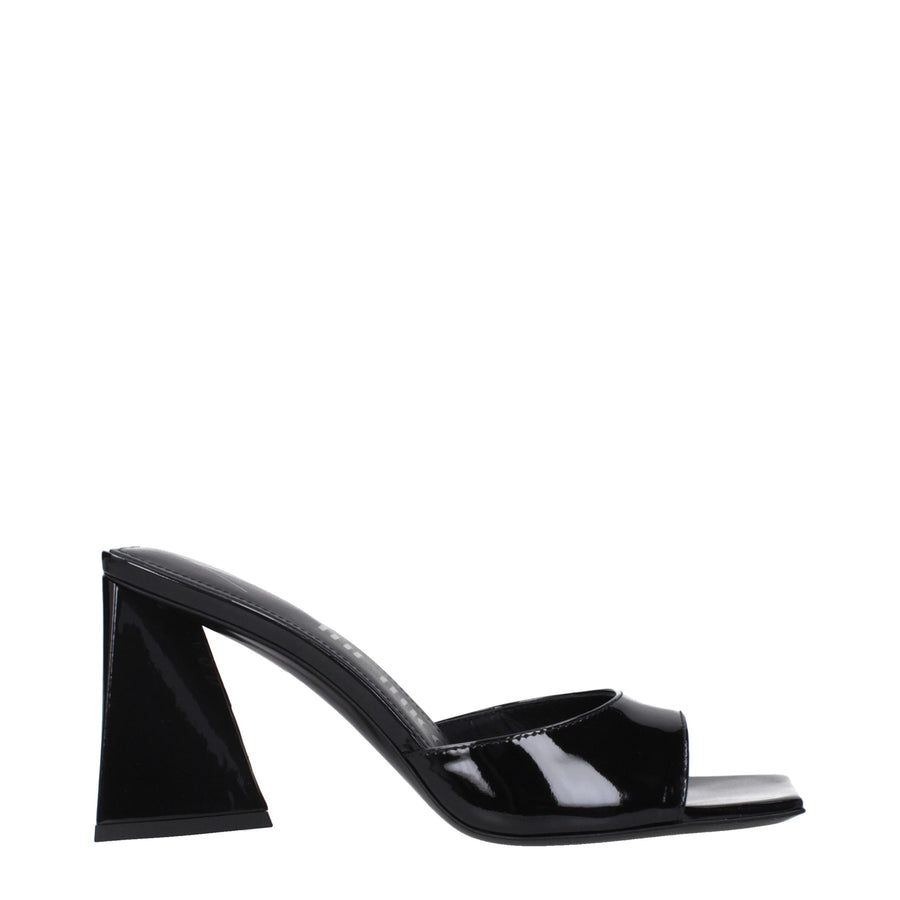 The Attico Patent leather; leather sole heel sandal in black