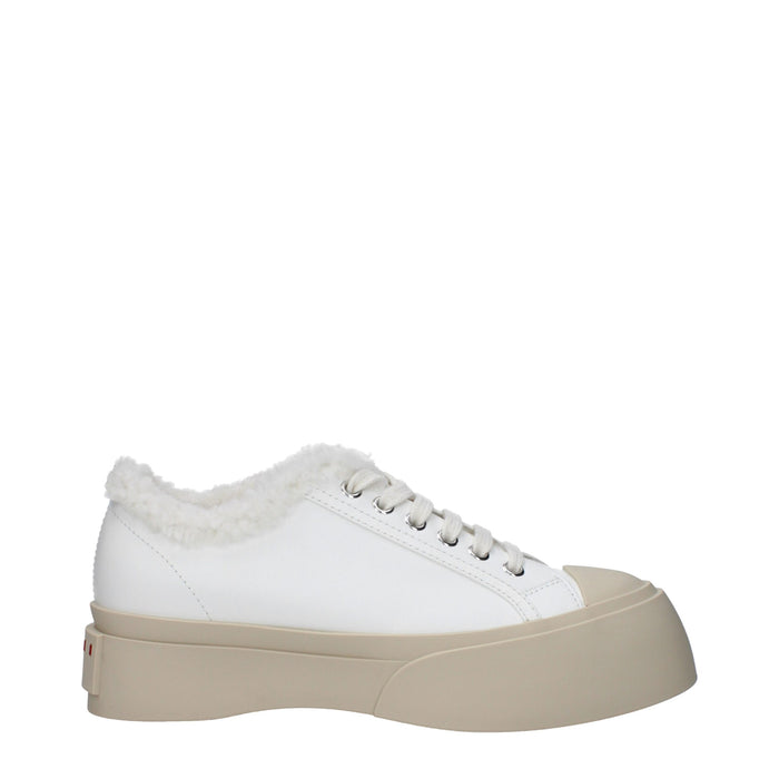 Marni Leather with fur lining sneaker in white