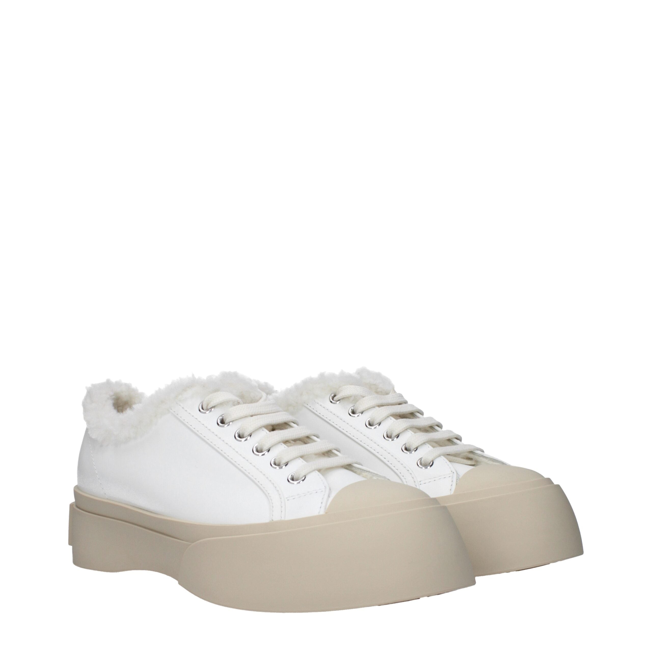 Marni Leather with fur lining sneaker in white — view 2
