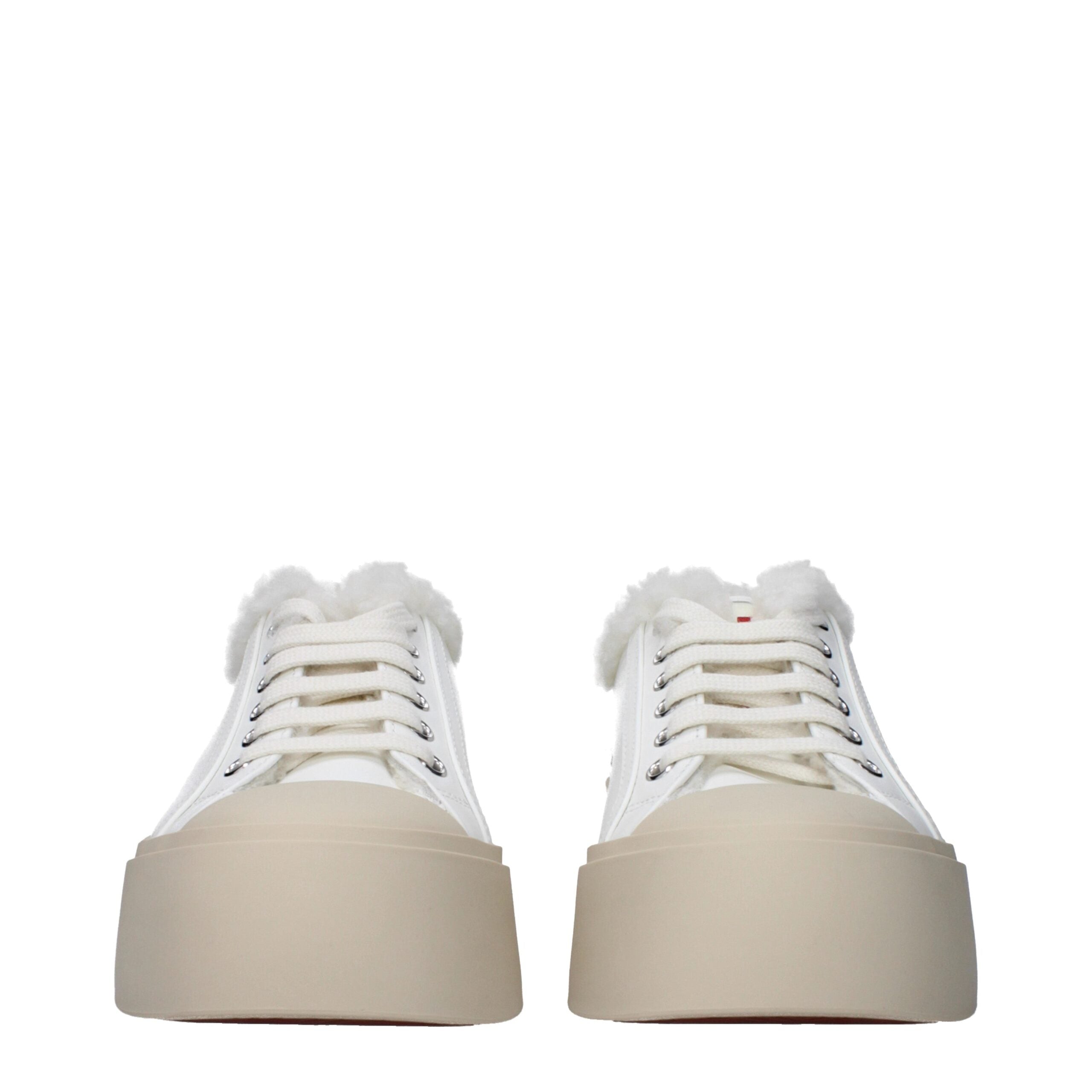 Marni Leather with fur lining sneaker in white — view 3
