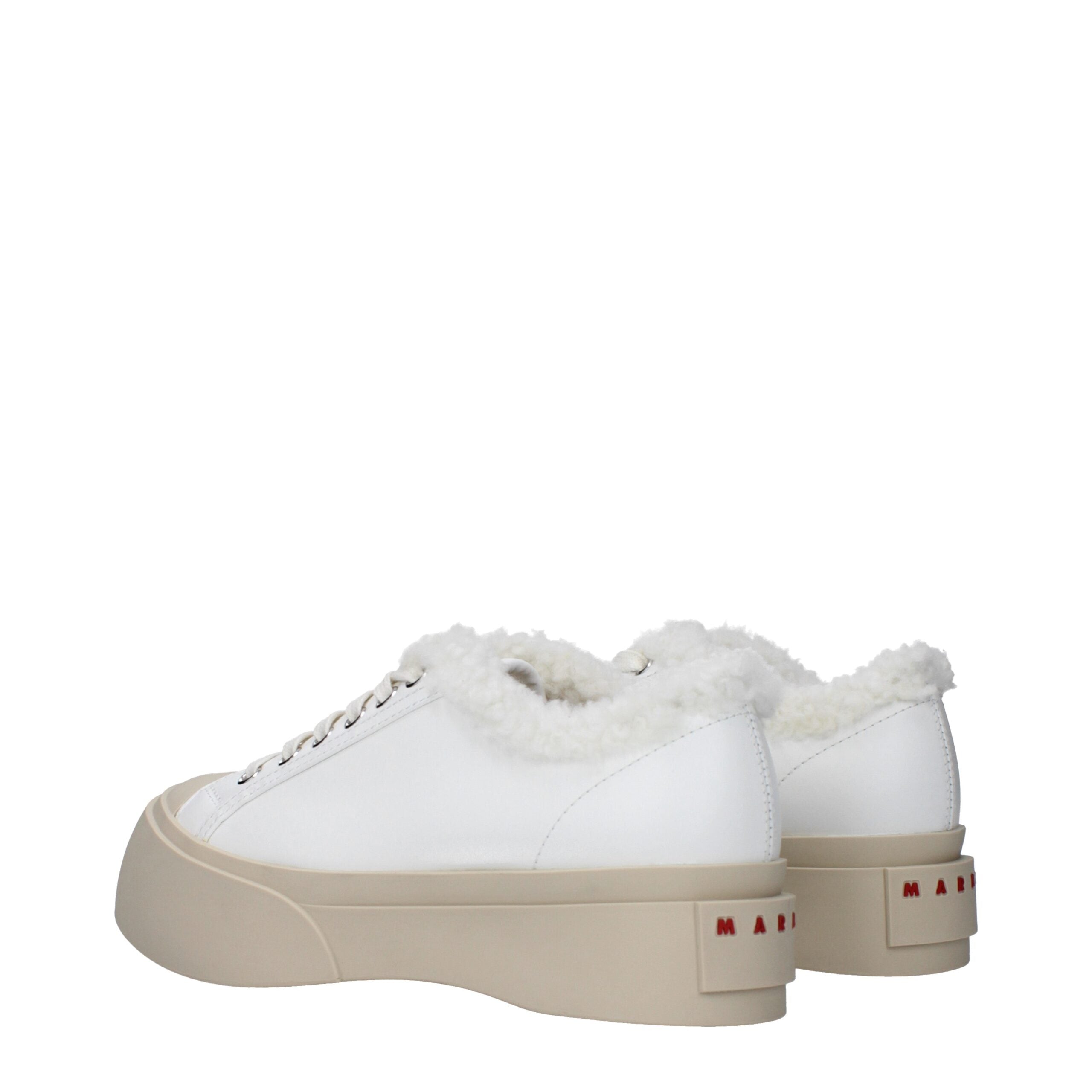 Marni Leather with fur lining sneaker in white — view 4