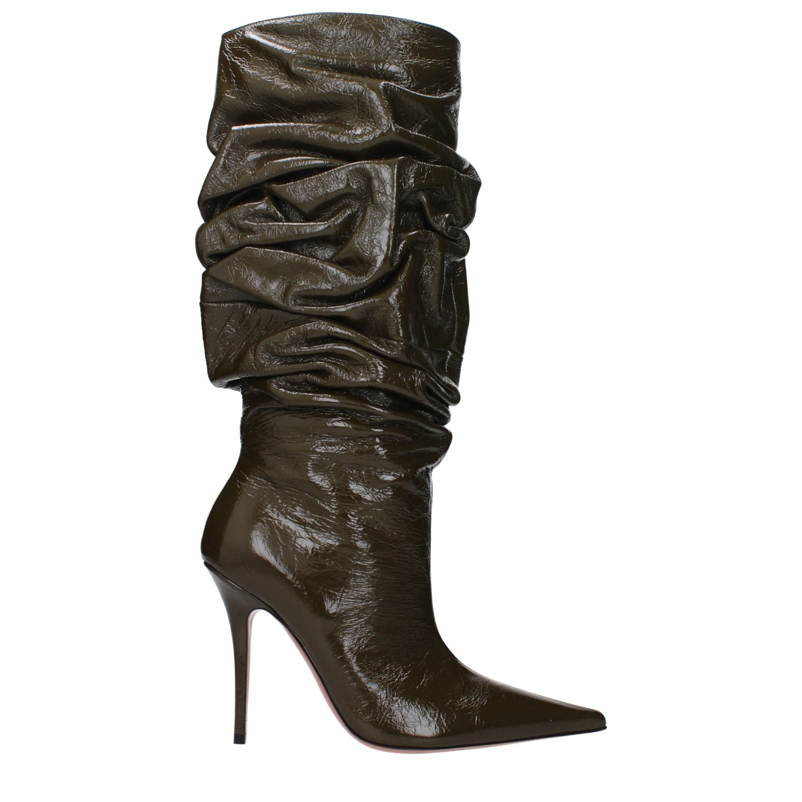 Amina Muaddi Leather boot in green