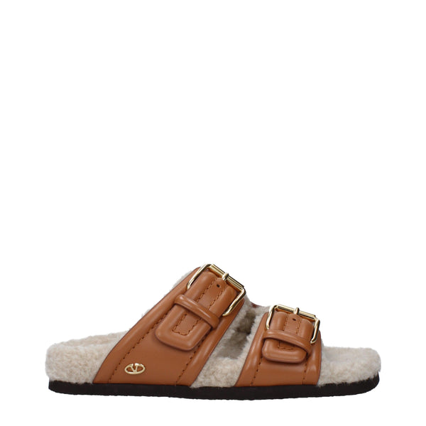 Valentino Garavani Leather upper slipper in brown