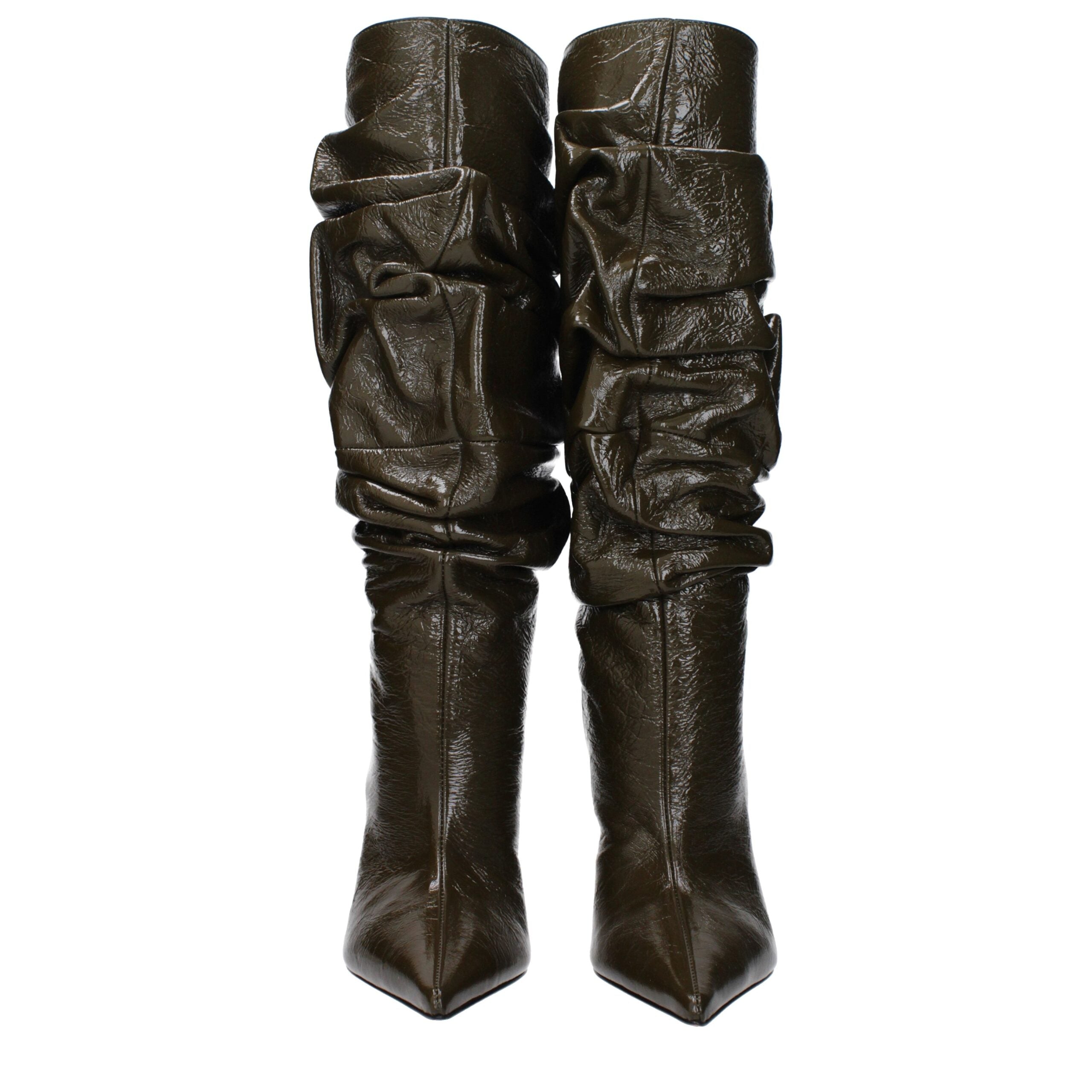 Amina Muaddi Leather boot in green — view 3