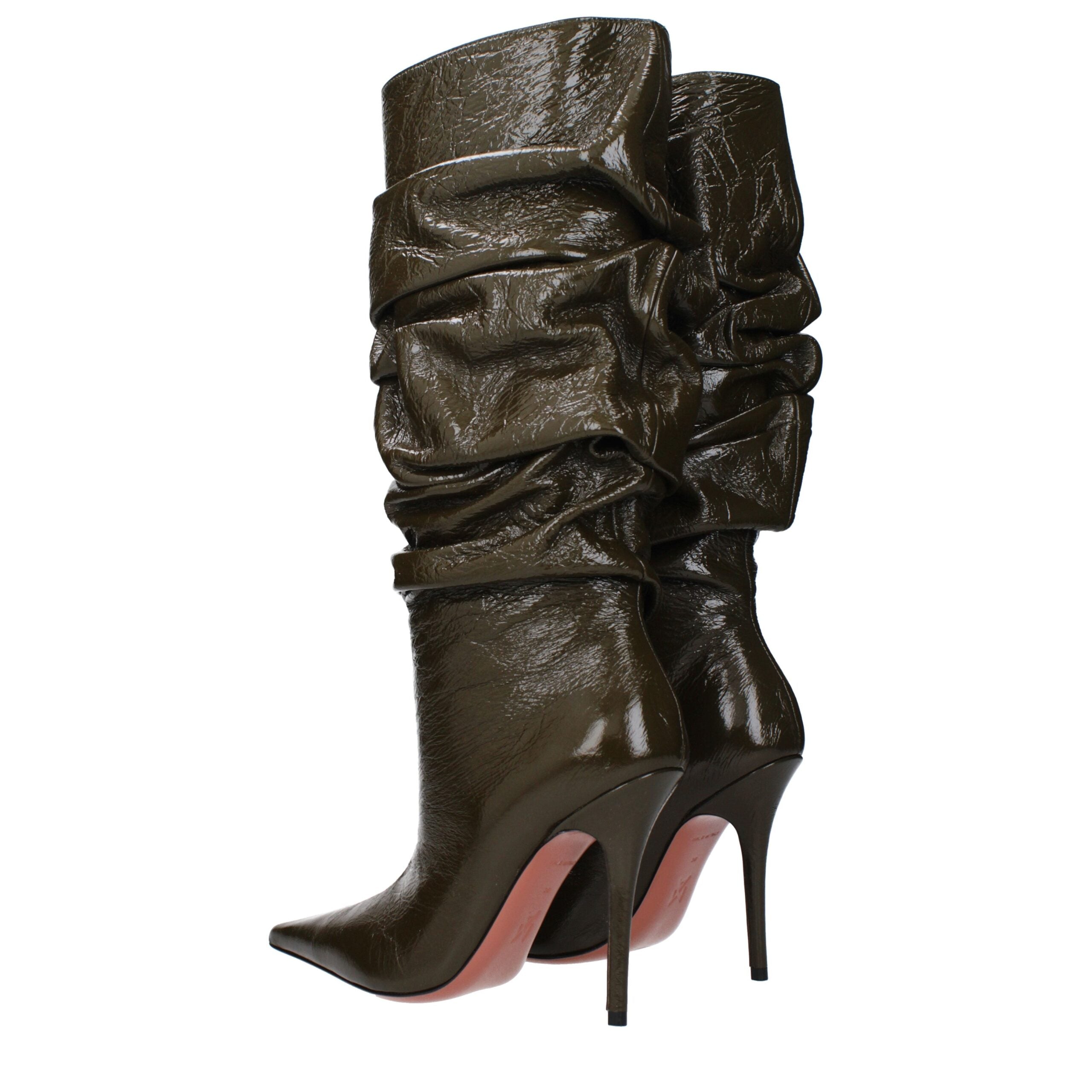 Amina Muaddi Leather boot in green — view 4