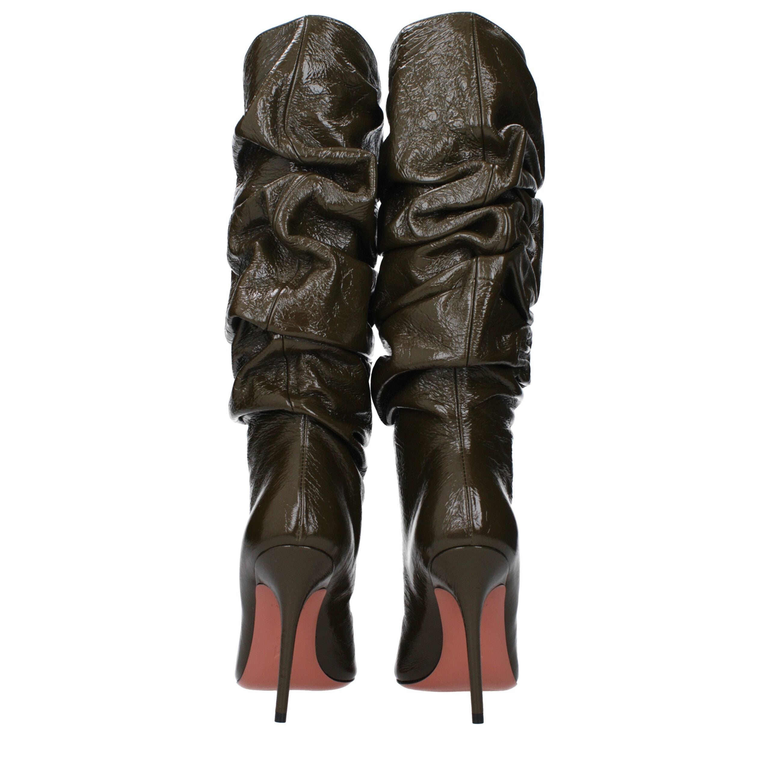 Amina Muaddi Leather boot in green — view 5