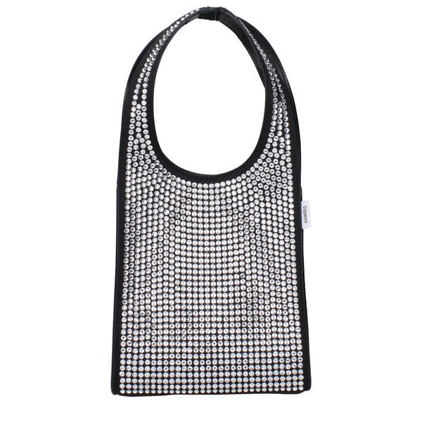 Coperni Fabric with rhinestone embellishment shoulder bag in black