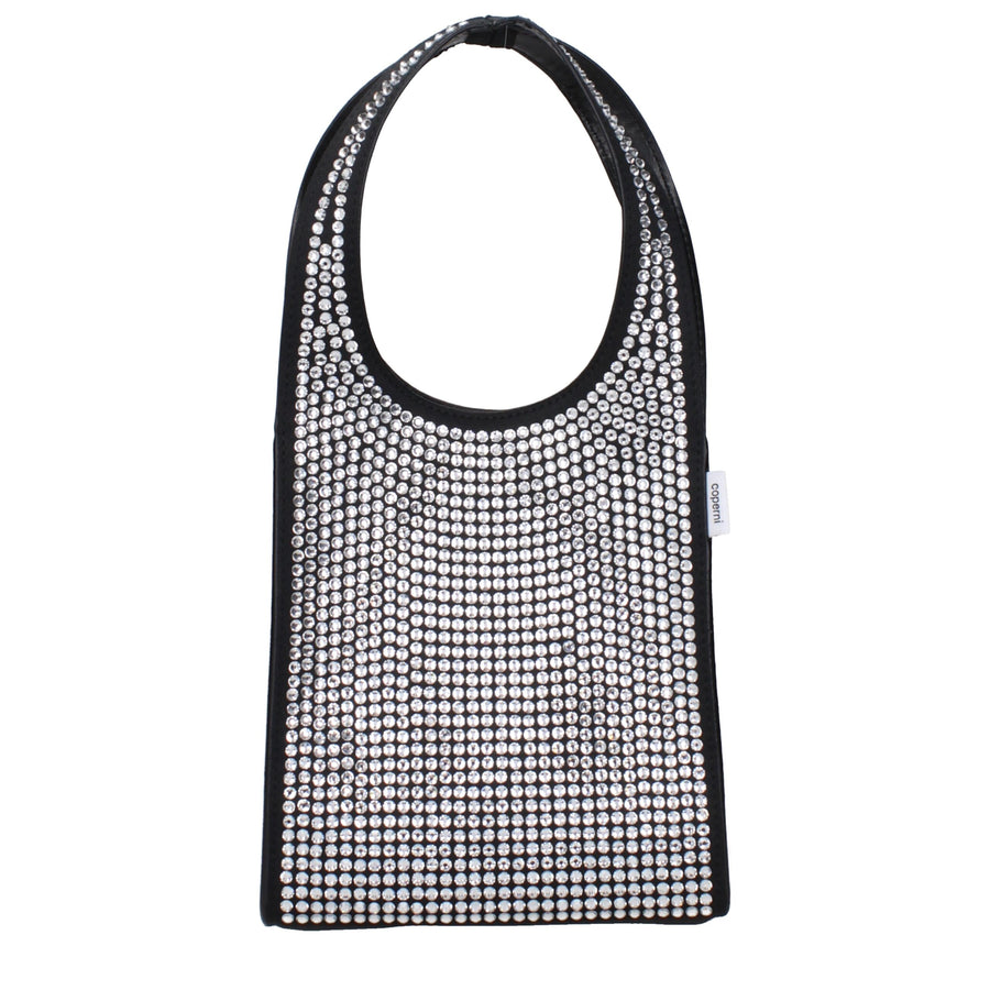 Coperni Fabric with rhinestone embellishment shoulder bag in black