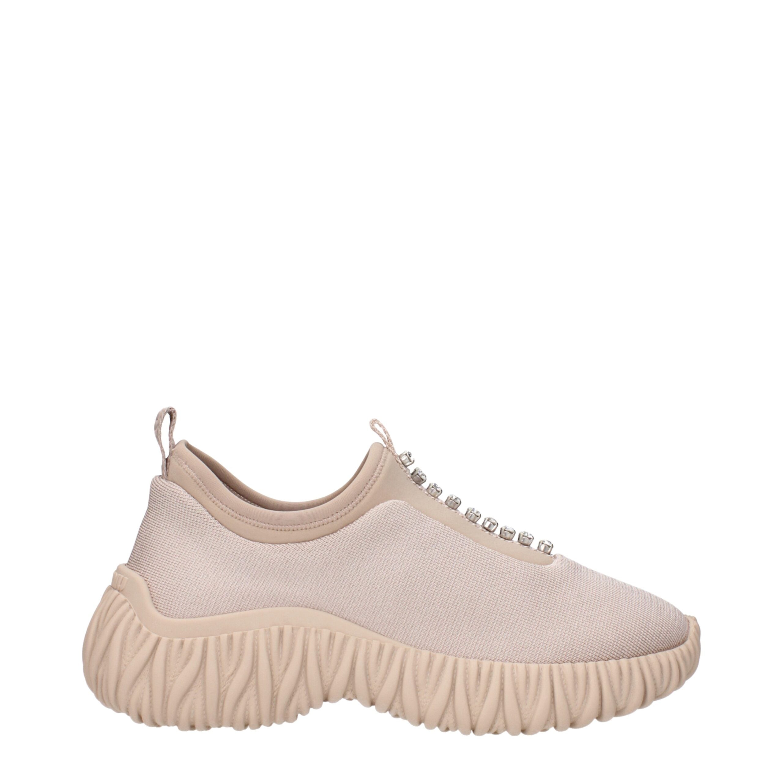 Miu Miu Fabric mesh upper with ribbed rubber sole sneaker in beige